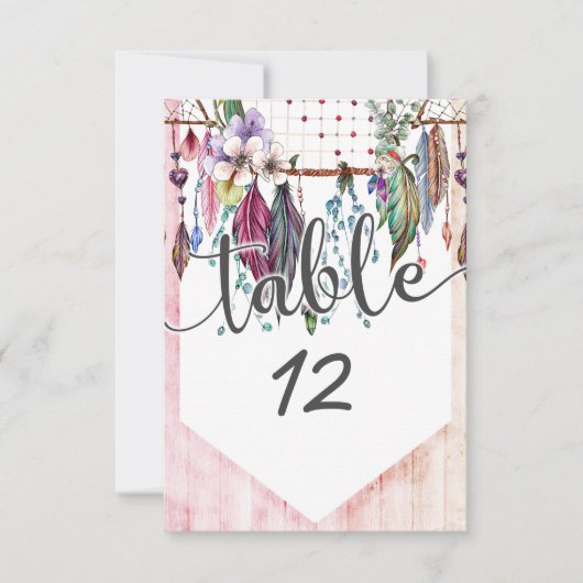 Numéros de table de mariage Boho Dreamcatcher & Pl (Devant)