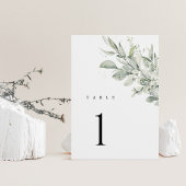 Numéros de table de mariage botanique vert sauge