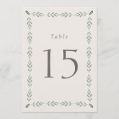 Numéros de table de mariage botanique vert sauge 1 (Devant)