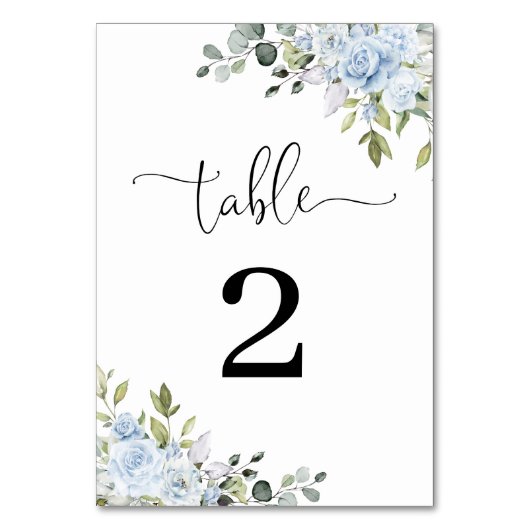 Numéros de table de mariage botaniques bleu doux (Par défaut)