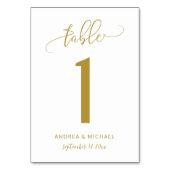 Numéros de table de mariage | Bounce Script (Or) 1 (Dos)