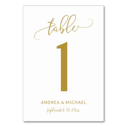 Numéros de table de mariage | Bounce Script (Or) 1 (Par défaut)
