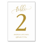 Numéros de table de mariage | Bounce Script (Or) 2 (Dos)