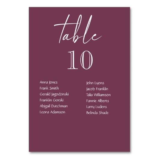 Numéros De Table De Mariage Bourgogne Avec Noms D' (Par défaut)