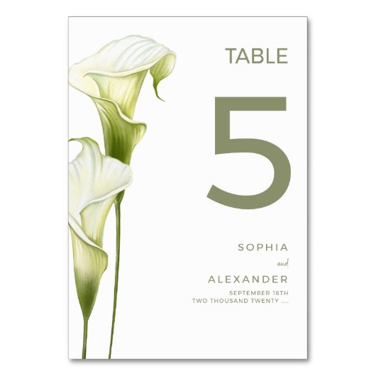 Numéros de table de mariage "Callas délicats" (Par défaut)