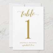 Numéros de table de mariage calligraphie dorée mod (Dos)