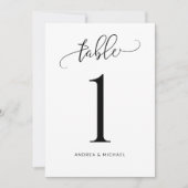 Numéros de table de mariage Calligraphie tourbillo (Devant)