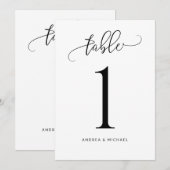 Numéros de table de mariage Calligraphie tourbillo (Devant / Derrière)
