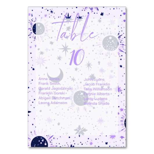 Numéros de table de mariage céleste avec noms d'in (Par défaut)