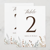 Numéros de table de mariage champêtre bohème avec  (Devant / Derrière)