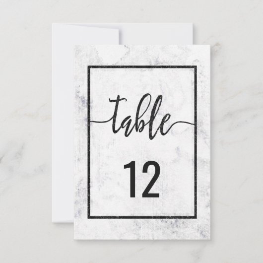 Numéros de table de mariage chic en marbre et plan (Devant)