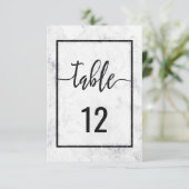 Numéros de table de mariage chic en marbre et plan (Debout devant)