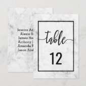 Numéros de table de mariage chic en marbre et plan (Devant / Derrière)