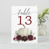 Numéros de table de mariage citrouille bordeaux 5 (Debout devant)