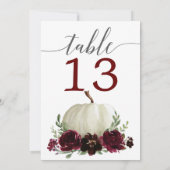 Numéros de table de mariage citrouille bordeaux 5 (Dos)