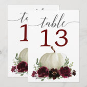 Numéros de table de mariage citrouille bordeaux 5 (Devant / Derrière)