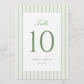 Numéros de table de mariage classiques à rayures v (Devant)