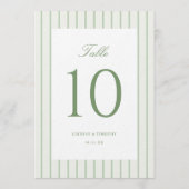 Numéros de table de mariage classiques à rayures v (Dos)