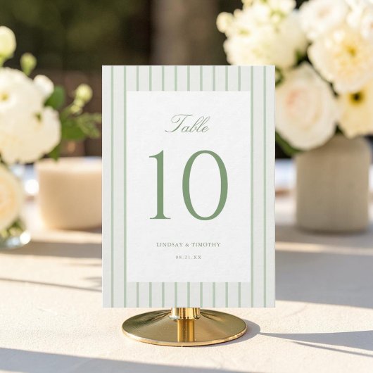 Numéros de table de mariage classiques à rayures v