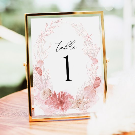 Numéros de table de mariage Coquillages côtiers de