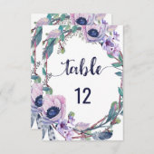 Numéros de table de mariage Couronne de plumes et  (Devant / Derrière)