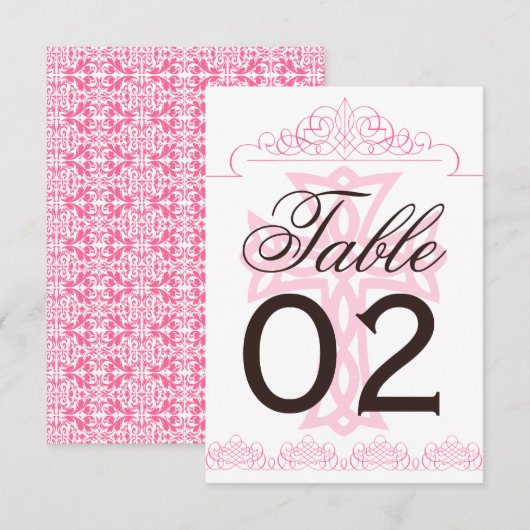 Numéros de table de mariage croisés (Devant / Derrière)