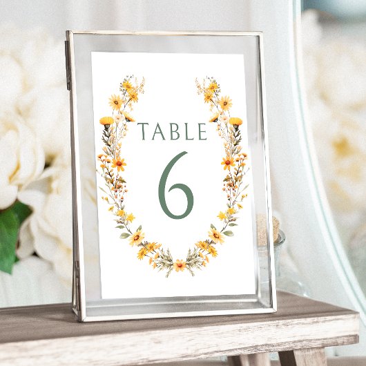 Numéros de table de mariage de couronne de fleurs 
