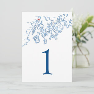 Numéros de table de mariage de la carte de French'