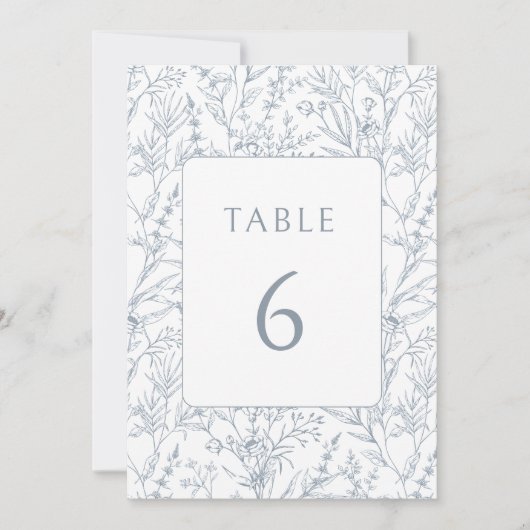 Numéros de table de mariage de modèle fleuri bleu  (Devant)