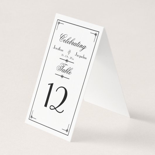 Numéros de table de Mariage de script W & B simple (Back)
