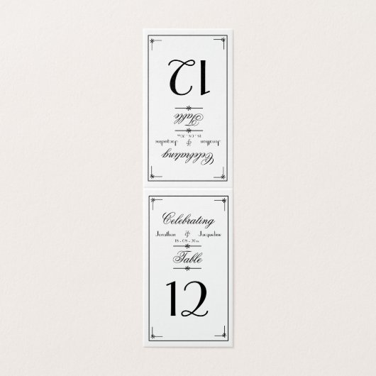 Numéros de table de Mariage de script W & B simple (Outside Unfolded)
