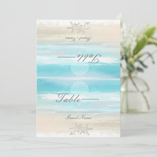 Numéros de table de mariage d'été étoile de mer bl (Debout devant)