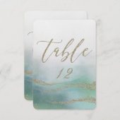 Numéros de table de mariage élégants à l'aquarelle (Devant / Derrière)