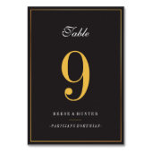 Numéros de table de mariage élégants Black Gold (Dos)