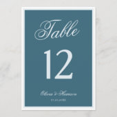 Numéros de table de mariage élégants bleu marine (Dos)