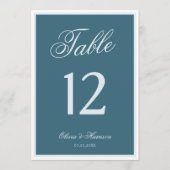 Numéros de table de mariage élégants bleu marine (Devant)