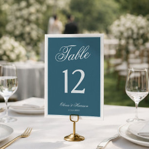 Numéros de table de mariage élégants bleu marine