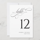 Numéros de table de mariage élégants en noir et bl (Devant)