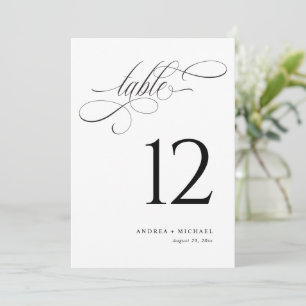 Numéros de table de mariage élégants en noir et bl