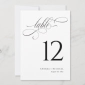 Numéros de table de mariage élégants en noir et bl (Dos)