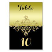 Numéros de table de mariage élégants et classe or (Dos)