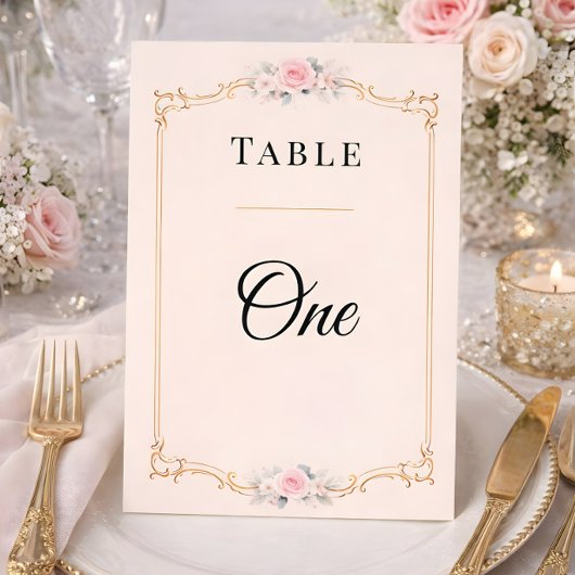 Numéros de table de mariage élégants Rococo