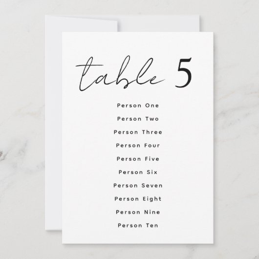 Numéros de table de mariage élégants Script Plan d (Devant)