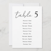 Numéros de table de mariage élégants Script Plan d (Dos)