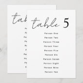 Numéros de table de mariage élégants Script Plan d (Devant / Derrière)