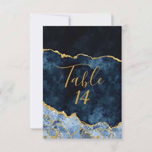 Numéros de table de mariage en agate feuille d'or (Devant)