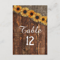 Numéros de table de mariage en bois rustique et to