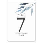 Numéros de table de mariage en botanique bleu pous (Dos)