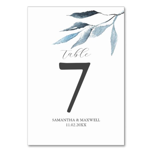 Numéros de table de mariage en botanique bleu pous (Par défaut)