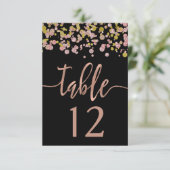 Numéros de table de mariage en confettis rose gold (Debout devant)